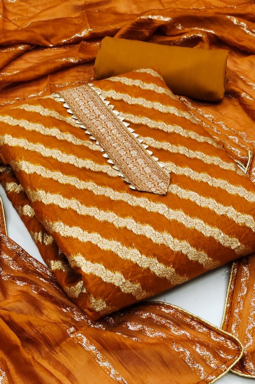 Fancy Chanderi Silk Lining Jacqaurd Salwar Suit For Women